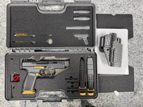 CANIK SFX RIVAL 9MM 5" 18+1 2-MAGS ORIGINAL CASE OPTICS READY GRAY/GOLD USED 24CM15262