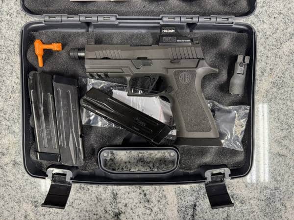 SIG SAUER P320 X-LEGION 4.6" 9MM THREADED 3-MAGS 17+1 ORIGINAL CASE HOLOSUN 507C X2 GRAY USED 58J169345