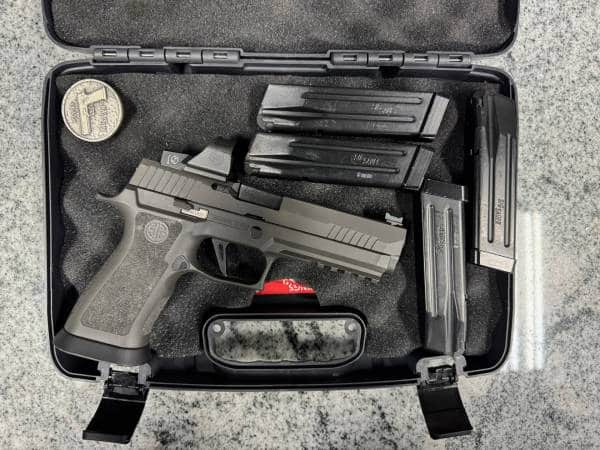SIG SAUER P320 X5 LEGION 5" 9MM 17+1 4-MAGS ORIGINAL CASE ROMEO OPTIC BLACK USED 58K061829