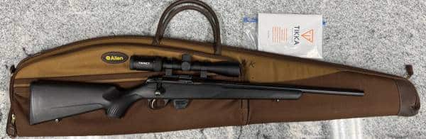 TIKKA T1X 20" 22LR BOLT ACTION RIFLE 10RD 1-MAG W/ TRACT TURION HD 3-9 SCOPE SOFT CASE BLACK USED P10477A
