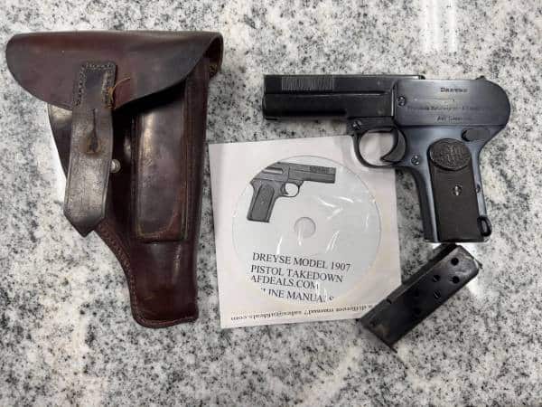 RHEINISCHE METALLWAREN & MASCHINENFABRIK DREYSE 1907 3.6" 32 ACP 7+1 2-MAGS CD HOLSTER BLACK USED 206170