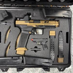 CANIK TTI COMBAT 9MM 4.6" 6-MAGS ORIGINAL CASE MECANIK RED DOT BRONZED USED 24CZ01453