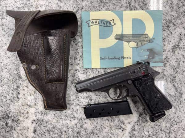 WALTHER PP 3.9" .32 ACP 8+1 2-MAGS HOLSTER NO-CASE/BOX BOOKS 1941 BLACK USED 338978P