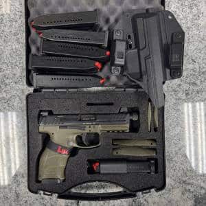 HK VP9 TACTICAL 9MM 4.7" 17+1 7-MAGS ORIGINAL CASE HOLSTER GREEN/BLACK USED 224-406425