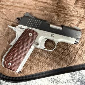 KIMBER SUPER CARRY ULTRA+ 3.2" 45ACP 7+1 1-MAG SOFT CASE HOLSTER WEAR BI-TONE SILVER/BLACK USED KU155756