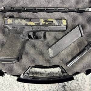 GLOCK 17 GEN 3 CUSTOM 4.49" 9MM 17+1 2-MAGS DYNAMIC MRK I SLIDE OPTICS CUT W/ ORIGINAL BARREL MULTICAM USED AABT715