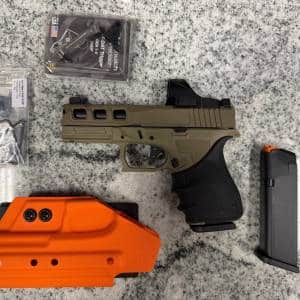 PSA PALMETTO DAGGER COMPACT 4" 9MM 15+1 2-MAGS HOLSTER NO-BOX/CASE OVERWATCH TRIGGER GIDEON RED DOT FDE USED CD020291