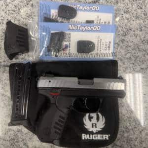 RUGER SR22 SR22P 3.5" 22LR 13+1 2-MAGS SOFT CASE BLACK/SILVER USED 364-11674