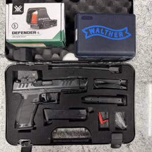 WALTHER ARMS PDP FULL-SIZE 9MM 4.5" 18+1 3-MAGS CUSTOM W/ VORTEX DEFENDER UPGRADED COMPED CASE BLACK USED FDE4520