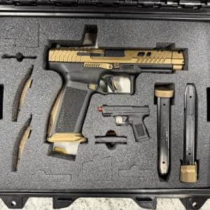 CANIK TTI COMBAT 4.75" 9MM 18+1 2-MAGS ORIGINAL CASE BURNT BRONZE USED 24CZ12845