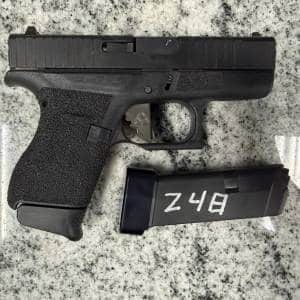 GLOCK 42 380 ACP 6+1 3.25" 2-MAGS ATEI SLIDE WORK GREAT LAKES CUSTOMS FRAME WORK NO-BOX/CASE BLACK USED AAWU062