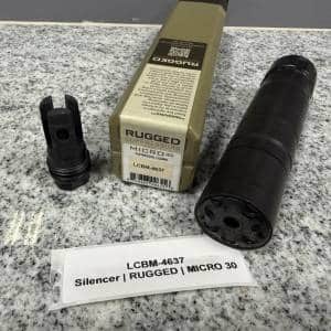 RUGGED MICRO30 7.62 WITH FLASH HIDER AND ORIGINAL CASE (HAS 5.56 ENDCAP) BLACK USED LCBM-4637
