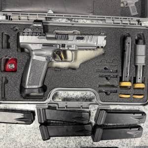 CANIK SFX RIVAL 9MM 5" 18+1 7-MAGS WITH HOLOSUN HS407A3 X2 ORIGNAL CASE GRAY USED 22CM29188