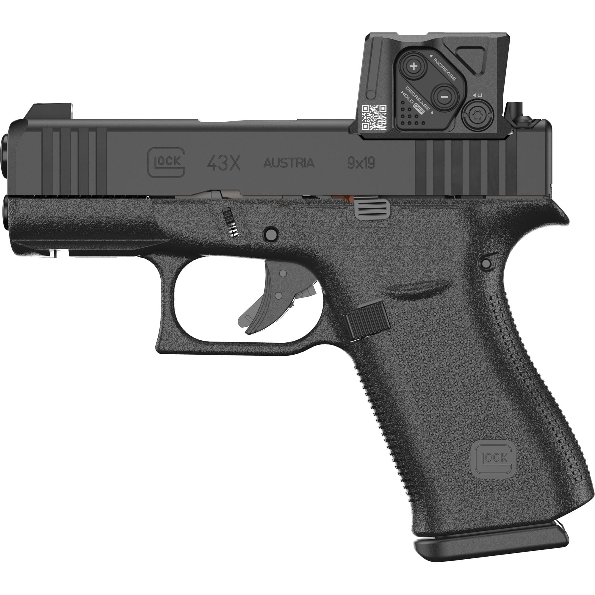 GLOCK 43X COA MOS BLUE LABEL 9MM 15+1 2-MAGS 3.41" AIMPOINT COA OPTIC BLACK